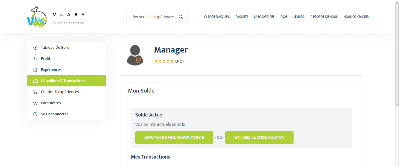 Recharger le solde de la plateforme